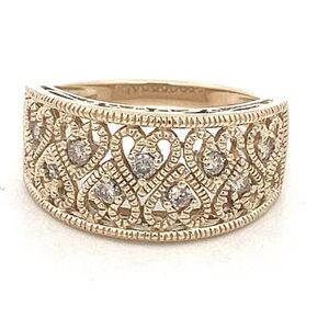 ~10k Yellow w/ .45ct Diamond Gold Natural Genuine Diamond Hearts Band Ring